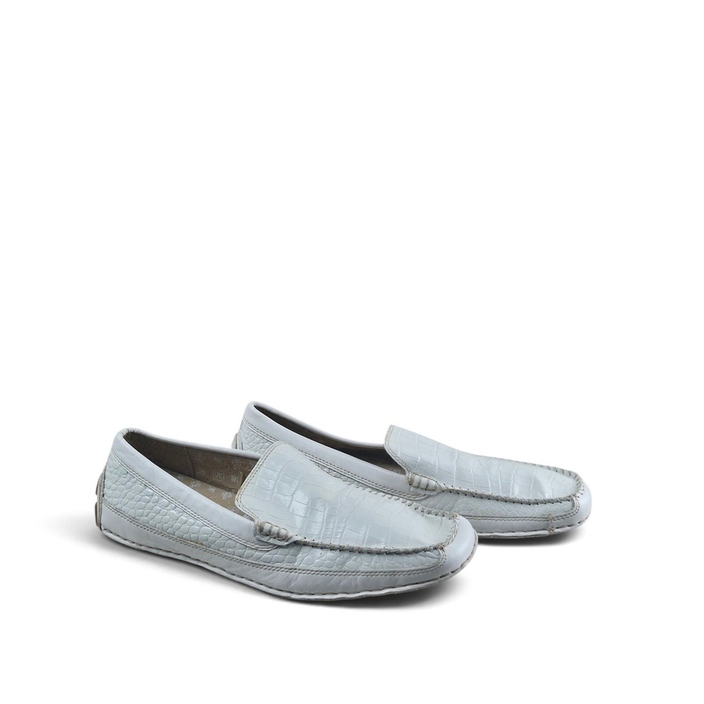 Stacy Adams Loafers Mens 9.5 White Excellent Croc Embossed Leather Driving Shoes - Picture 5 of 7